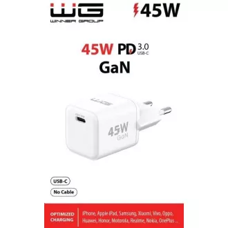 WG - GaN 1x USB-C, PD PPS 45W, biały WG - GaN 1x USB-C, PD PPS 45W, biały