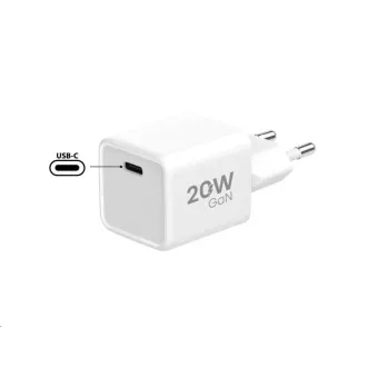 WG - GaN 1x USB-C, PD 20W, 5V-9V-12V, biały