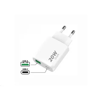 WG - Ładowarka sieciowa 2x USB, 1x USB-C PD 20W   1x USB-A QC3.0 18W, biała