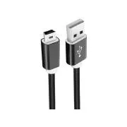 WG - Kabel do transmisji danych USB Mini-B (5 styków)-USB-A / 1m / nylonowy oplot / czarny