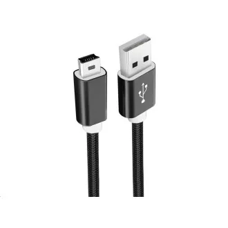 WG - Kabel do transmisji danych USB Mini-B (5 styków)-USB-A / 1m / nylonowy oplot / czarny