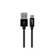 WG - Kabel do transmisji danych Typ-C do USB-A / 3m / nylonowy oplot / czarny