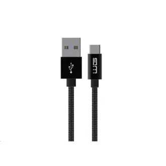 WG - Kabel do transmisji danych Typ-C do USB-A / 3m / nylonowy oplot / czarny