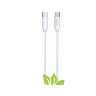 WG - Kabel danych Typ-C (męski) do Typ-C (męski) / 2m / 3A / bawełniany oplot ECO / biały