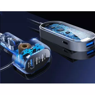 WG - Hub ładowarki samochodowej / 100W / 6 portów USB / 2x USB-A   4x USB-C / z przedłużaczem