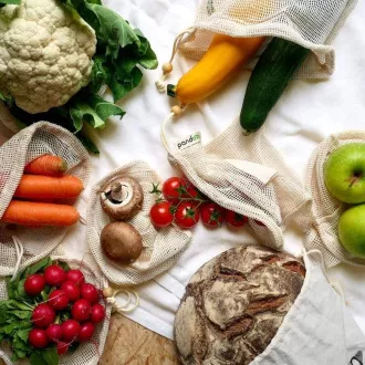 Pandoo Organiczna bawełniana torba siatkowa na owoce, warzywa i chleb zestaw 7 szt. Pandoo Organiczna bawełniana torba siatkowa na owoce, warzywa i chleb zestaw 7 szt.