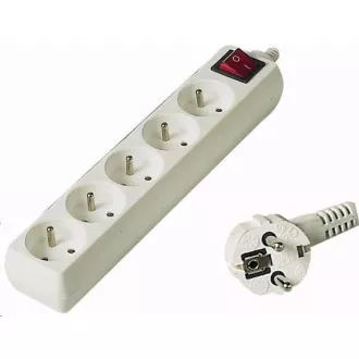 Przedłużacz PREMIUMCORD 230V 3m, 5 gniazd   wyłącznik, biały