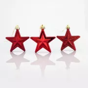 Eurolamp Dekoracje świąteczne plastikowe czerwone gwiazdy, 6,5 cm, zestaw 12 szt.