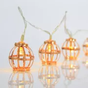 Łańcuch świetlny LED Eurolamp ze złotymi metalowymi lampionami, ciepła biel, 10 szt.