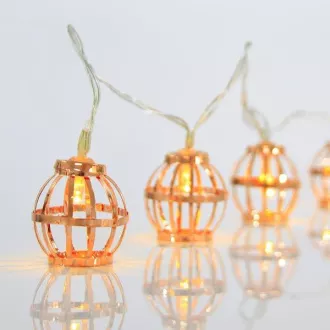 Łańcuch świetlny LED Eurolamp ze złotymi metalowymi lampionami, ciepła biel, 10 szt.