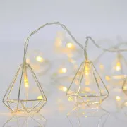 Łańcuch świetlny LED Eurolamp ze srebrnym metalowym dekorem, ciepła biel, 10 szt.