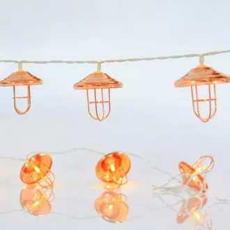 Łańcuch świetlny LED Eurolamp ze złotymi metalowymi lampionami, ciepła biel, 10 szt.