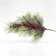 Eurolamp Dekoracja świąteczna gałązka sosnowa z jagodami, 76 cm, 1 szt.