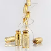 Łańcuch świetlny LED Eurolamp ze złotymi butelkami, ciepła biel, 10 szt.