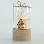 Eurolamp Dekoracja szklana z domkiem i reniferem, 9 x 18 cm