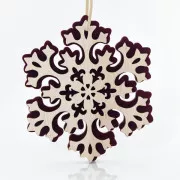 Eurolamp Dekoracja świąteczna wisząca płatek śniegu, drewniana 14 x 0,5 x 15 cm, 1 szt.
