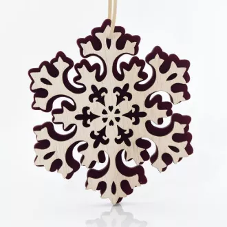 Eurolamp Dekoracja świąteczna wisząca płatek śniegu, drewniana 14 x 0,5 x 15 cm, 1 szt.