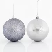 Eurolamp Ozdoby świąteczne szare plastikowe kulki, 8 cm, zestaw 6 szt.