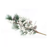 Eurolamp Dekoracja świąteczna gałązka z białymi jagodami i szyszkami sosnowymi, 79 cm, 1 szt.