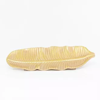 Eurolamp Dekoracja świąteczna złota płytka, kształt liścia 14 x 36 x 2,5 cm, 1 szt.