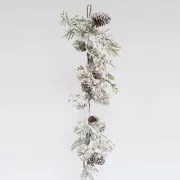 Eurolamp Dekoracja świąteczna śnieżna gałązka z szyszkami sosnowymi, 153 cm, 1 szt.