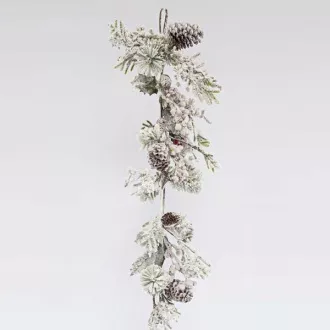 Eurolamp Dekoracja świąteczna śnieżna gałązka z szyszkami sosnowymi, 153 cm, 1 szt.