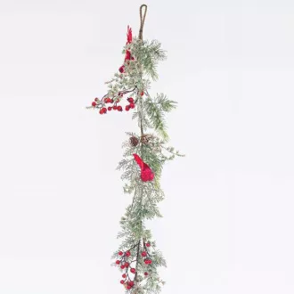 Eurolamp Dekoracja świąteczna gałązka z jagodami i ptakami, 153 cm, 1 szt.