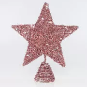 Eurolamp Różowa gwiazda na choinkę z cekinami, 25,4 cm, 1 szt.