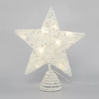 Eurolamp Biała gwiazda na choinkę z cekinami, 10 ciepłych białych diod LED, 25,4 cm, 1 szt. Eurolamp Biała gwiazda na choinkę z cekinami, 10 ciepłych białych diod LED, 25,4 cm, 1 szt.