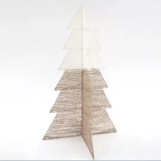 Eurolamp Dekoracja świąteczna złota biała choinka 3d zdobiona brokatem i nitką, 100 cm, 1 szt.