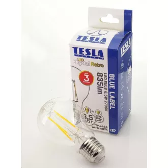 Tesla - Żarówka LED CRYSTAL RETRO BULB E27, 6, 5W, 230V, 835lm, 25 000h, 2700K ciepła biel, 360°, przezroczysta Tesla - Żarówka LED CRYSTAL RETRO BULB E27, 6, 5W, 230V, 835lm, 25 000h, 2700K ciepła biel, 360°, przezroczysta