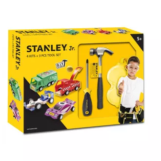 Stanley Jr. U001-K04-T03-SY Zestaw 4 samochodów, śrubokręt i młotek Stanley Jr. U001-K04-T03-SY Zestaw 4 samochodów, śrubokręt i młotek