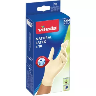 NATURALNE RĘKAWICZKI LATEKSOWE S/M 10SZT VILEDA