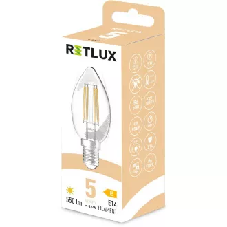 RFL 400 Fil. C35 E14 świeczka 5W WW RETLUX