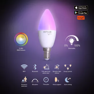 Żarówka RSH 100 C37 E14. 4,5W RGB CCT RETLUX