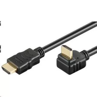 Kabel PremiumCord HDMI High Speed Ethernet, pozłacane zakrzywione złącze 270° 1m
