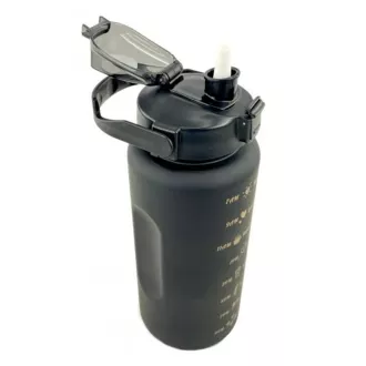 Motywacyjny bidon sportowy 3w1, 2000 ml   900 ml   300 ml, czarny