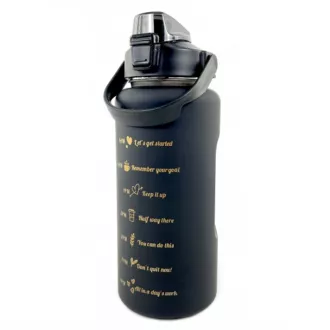 Motywacyjny bidon sportowy 3w1, 2000 ml   900 ml   300 ml, czarny