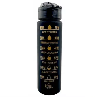 Motywacyjny bidon sportowy 3w1, 2000 ml   900 ml   300 ml, czarny