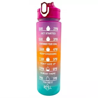 Motywacyjny bidon sportowy 3w1, 2000 ml   900 ml   300 ml, czarny