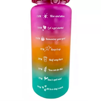 Motywacyjny bidon sportowy 3w1, 2000 ml   900 ml   300 ml, czarny