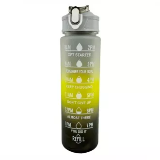 Motywacyjny bidon sportowy 3w1, 2000 ml   900 ml   300 ml, czarny