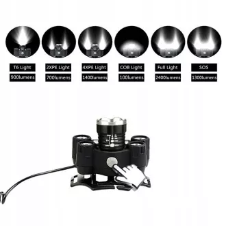 Reflektor CREE 1 x XM-L T6 4 x mocny Q5 biały 1 x mocny COB pasek ZOOM Reflektor CREE 1 x XM-L T6 4 x mocny Q5 biały 1 x mocny COB pasek ZOOM