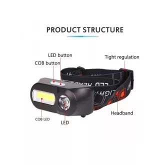 Lampa czołowa USB NF-611, COB LED