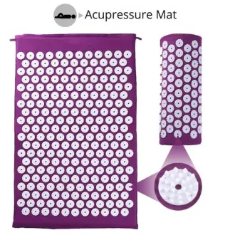 Mata do ćwiczeń akupresury PREMIUM z poduszką 67x42x2 cm, czarna