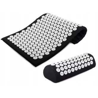 Mata do ćwiczeń akupresury PREMIUM z poduszką 67x42x2 cm, czarna