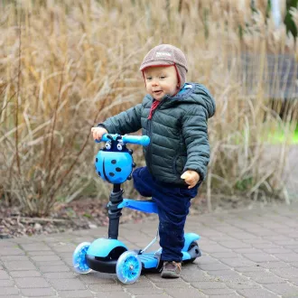 Hulajnoga dziecięca 2w1 BERUŠKA z kółkami LED, niebieska Hulajnoga dziecięca 2w1 BERUŠKA z kółkami LED, niebieska