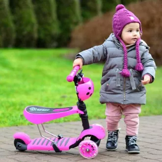 Hulajnoga dziecięca 2w1 BERUŠKA z kółkami LED, zielona Hulajnoga dziecięca 2w1 BERUŠKA z kółkami LED, zielona