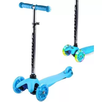 MINI SCOOTER trójkołowa hulajnoga ze świecącymi kołami, niebieska