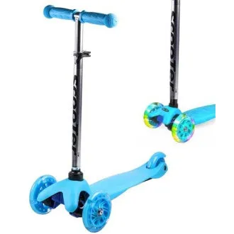 MINI SCOOTER trójkołowa hulajnoga ze świecącymi kołami, niebieska - Rozpakowany MINI SCOOTER trójkołowa hulajnoga ze świecącymi kołami, niebieska - Rozpakowany